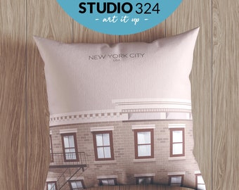 New York City USA Travel Art Pillow as Home Decor Accessory, American Travel Souvenir Gift, Illustrated Cushion Cover & Pillowcase from USA