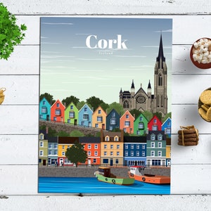 Cork Print, Cork Travel Poster, Cork Wall Art, Ireland Art Print, Ireland Poster, Irish Architecture Vintage Print