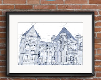 Toronto Queen's Park, Landmark Art Print, Hand Drawn Architecture Sketch, Wall Hanging Art Print, Toronto Travel Souvenir & Gift