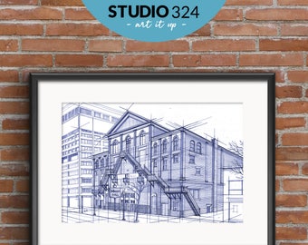 Toronto Massey Hall, Landmark Art Print, Hand Drawn Architecture  Sketch, Wall Hanging Art Print, Toronto Travel Souvenir, Home Decor Gift