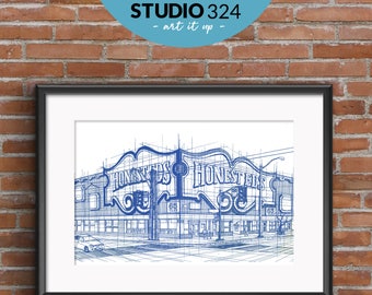 Toronto Honest Eds Landmark Art Print, Landmark Architecture Sketch Drawing and Wall Art Print, Toronto Travel Souvenir and Gift