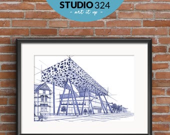 Toronto OCAD Landmark Art Print, Hand Drawn Architecture Sketch. Wall Art Print, Toronto Travel Souvenir, Home Decor Line Drawing Gift