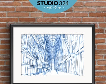 Toronto Brookfield Place, Landmark Art Print, Hand Drawn Architecture Sketch, Wall Art Print, Toronto Travel Souvenir and Wall Hanging Gift