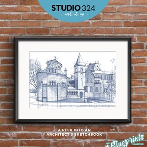 University College Landmark Art Print, Hand Drawn Architecture Sketch, Wall Hanging Poster, Travel Souvenir Art Prints, Home Decor Gift