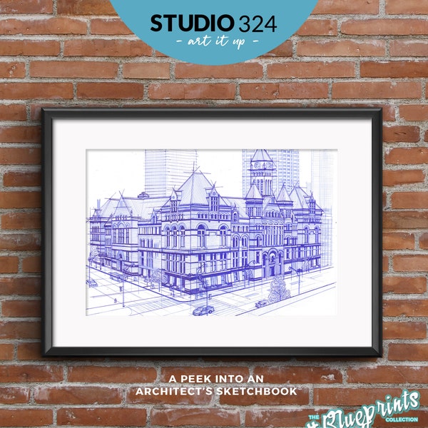 Toronto Old City Hall, Landmark Art Print, Hand Drawn Architecture Sketch, Wall Art Print, Toronto Travel Souvenir and Home Decor Gift