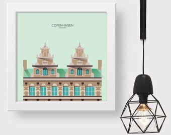 Copenhagen Minimalist Travel Art Print, Snippet of the City's Architectural Detail, Souvenir Poster Gift for Home Decor from Denmark