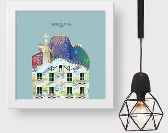 Barcelona Minimalist Travel Art Print, Snippet of the City's Architectural Detail, Souvenir Poster Gift for Home Decor from Spain