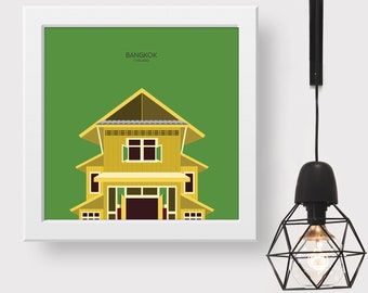 Bangkok Minimalist Travel Art Print, Snippet of the City's Architectural Detail, Souvenir Poster Gift for Home Decor from Thailand