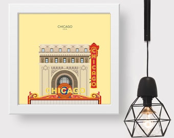 Chicago Minimalist Travel Art Print, Snippet of the City's Architectural Detail, Souvenir Poster Gift for Home Decor from USA