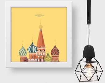 Moscow Minimalist Travel Art Print, Snippet of the City's Architectural Detail, Souvenir Poster Gift for Home Decor from Russia