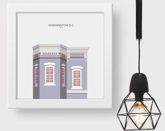 Washington DC Minimalist Travel Art Print, Snippet of the City's Architectural Detail, Souvenir Poster Gift for Home Decor from USA