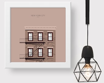 New York City Minimalist Travel Art Print, Snippet of the Big Apple's Architectural Detail, Souvenir Poster Gift for Home Decor from USA
