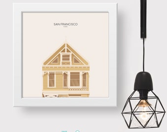 San Francisco Art Poster,  Minimalist Art Prints, San Francisco Architecture Print, Souvenir Travel Gift, USA travel poster