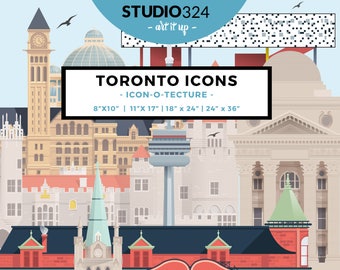 Digital Art Print and Illustration of Toronto's Landmarks and Skyline as a Unique Travel Souvenir Gift for your Home Decor