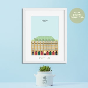 Hamburg Print, Hamburg Wandkunst, Hamburg Poster, Deutschland Print Wall Art, Deutschland Poster, Architektur Print Poster-5x7- A5 Größe Postkarte