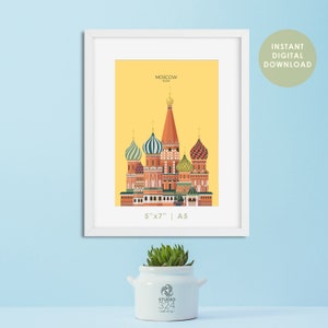 Moskau Stadt Poster - digitaler Download 5x7- A5 Postkarte - Moskau Reise Poster - Russland Souvenir Geschenk
