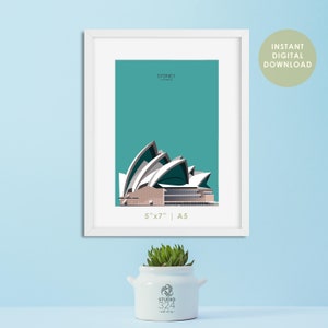 Wydruk Sydney, pobieranie cyfrowe - 5"x7" format A5, plakat ze sztuką miejską - pocztówka z podróży Sydney - prezent pamiątkowy z Australii
