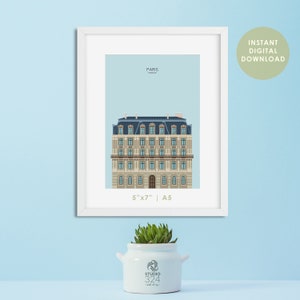 Paris City Print, Paris Poster, Paris Wall Art, Frankreich Poster, France Print, Architektur Drucke- digitaler Download 5x7- A5 size