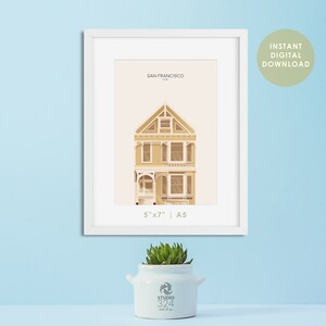 San Francisco Poster - digitaler download 5x7 - A5 Stadt Postkarte - San Francisco Reise Poster - USA Andenken Geschenk