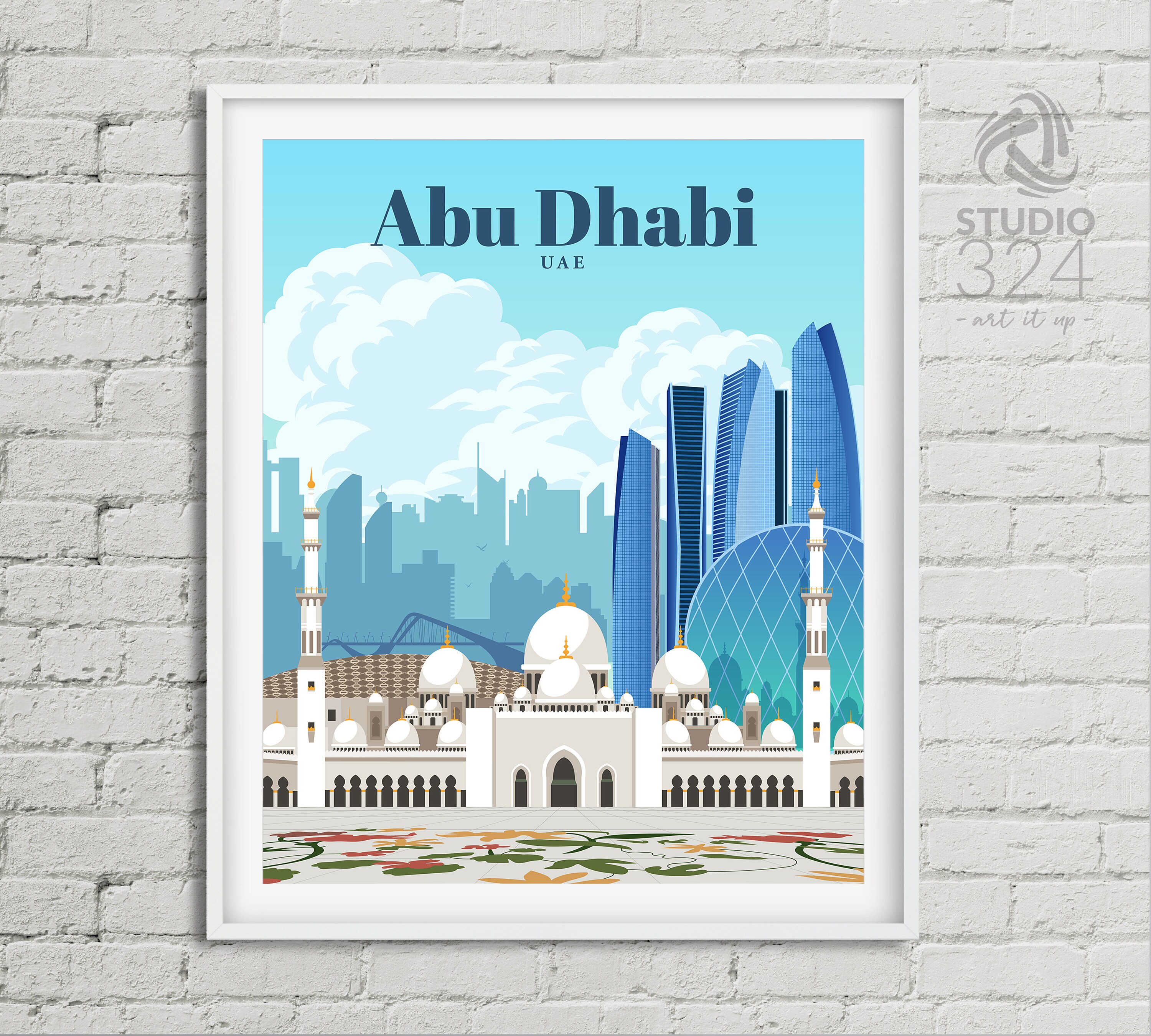 Abu Dhabi Print UAE Travel Poster Etsy