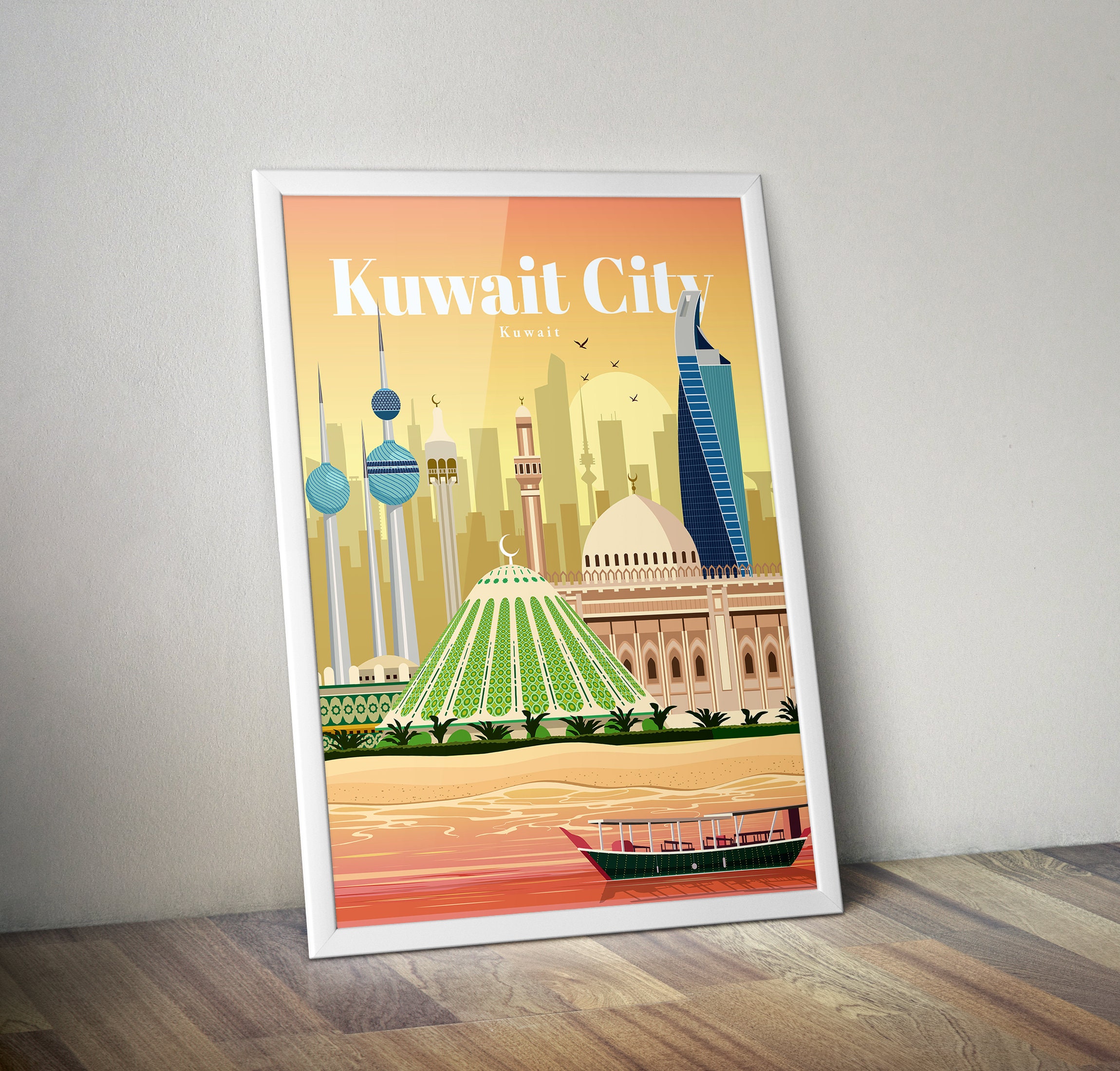 Kuwait City print Kuwait travel poster Etsy