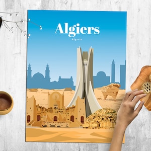 Algiers Print, Algiers Wall Art, Algiers Poster, Algeria Wall Art Print, Algeria Travel Poster, Algerian Architecture Vintage Print