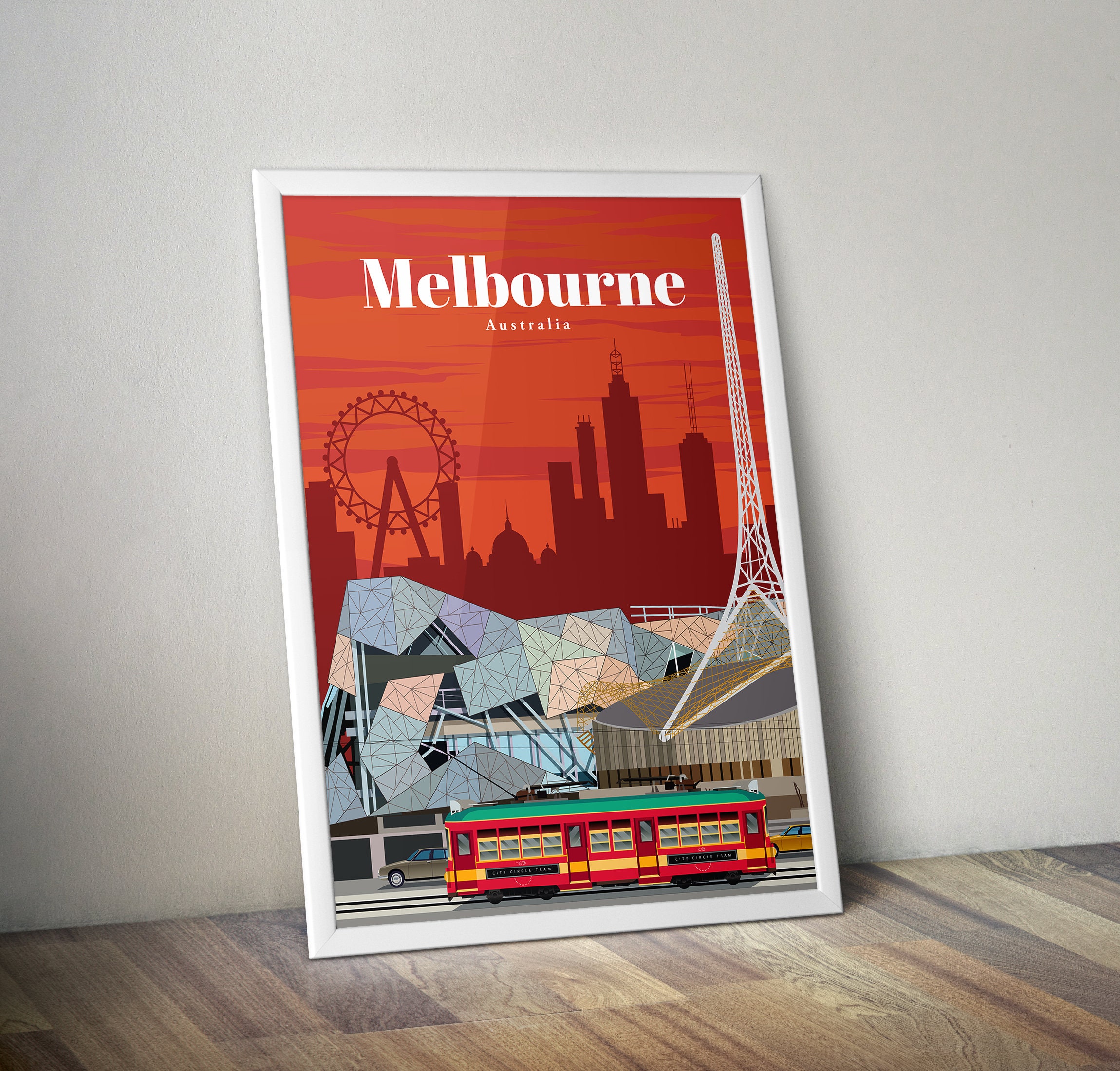 Melbourne Travel Poster Digital Wall Art Print and Etsy