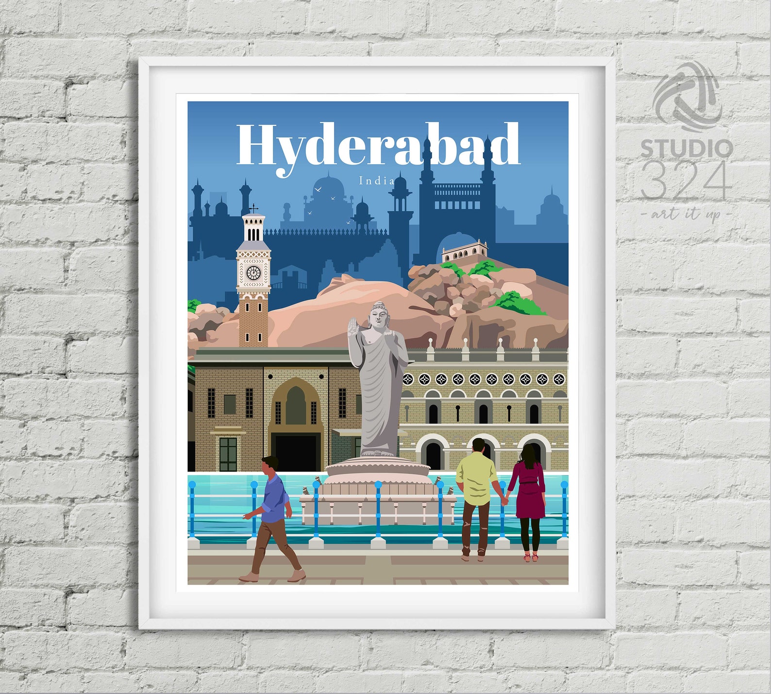 Hyderabad Travel Poster Print Vintage India Souvenir Gift Etsy