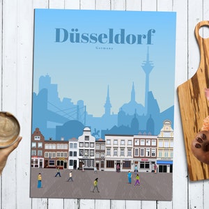 Dusseldorf Print, Dusseldorf Wall Art, Dusseldorf Poster, Germany Wall Art Print, Germany Travel Poster, German Architecture Vintage Print