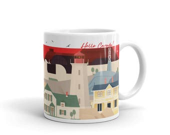 Canada Landmarks Ceramic Coffee Mug, Best and Unique Coffee Mugs with Architecture Digital Illustrations, Gift for Him, Gift for Her