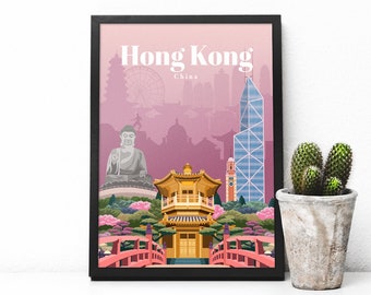 Hong Kong travel poster - Hong Kong city print