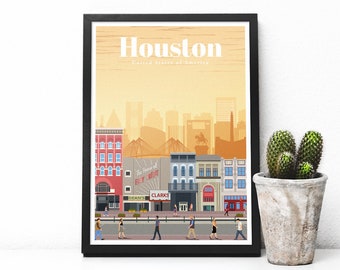 USA travel poster - Houston print