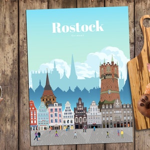Rostock Print, Rostock Wall Art, Rostock Poster, Germany Wall Art Print, Germany Travel Poster, German Architecture Vintage Print