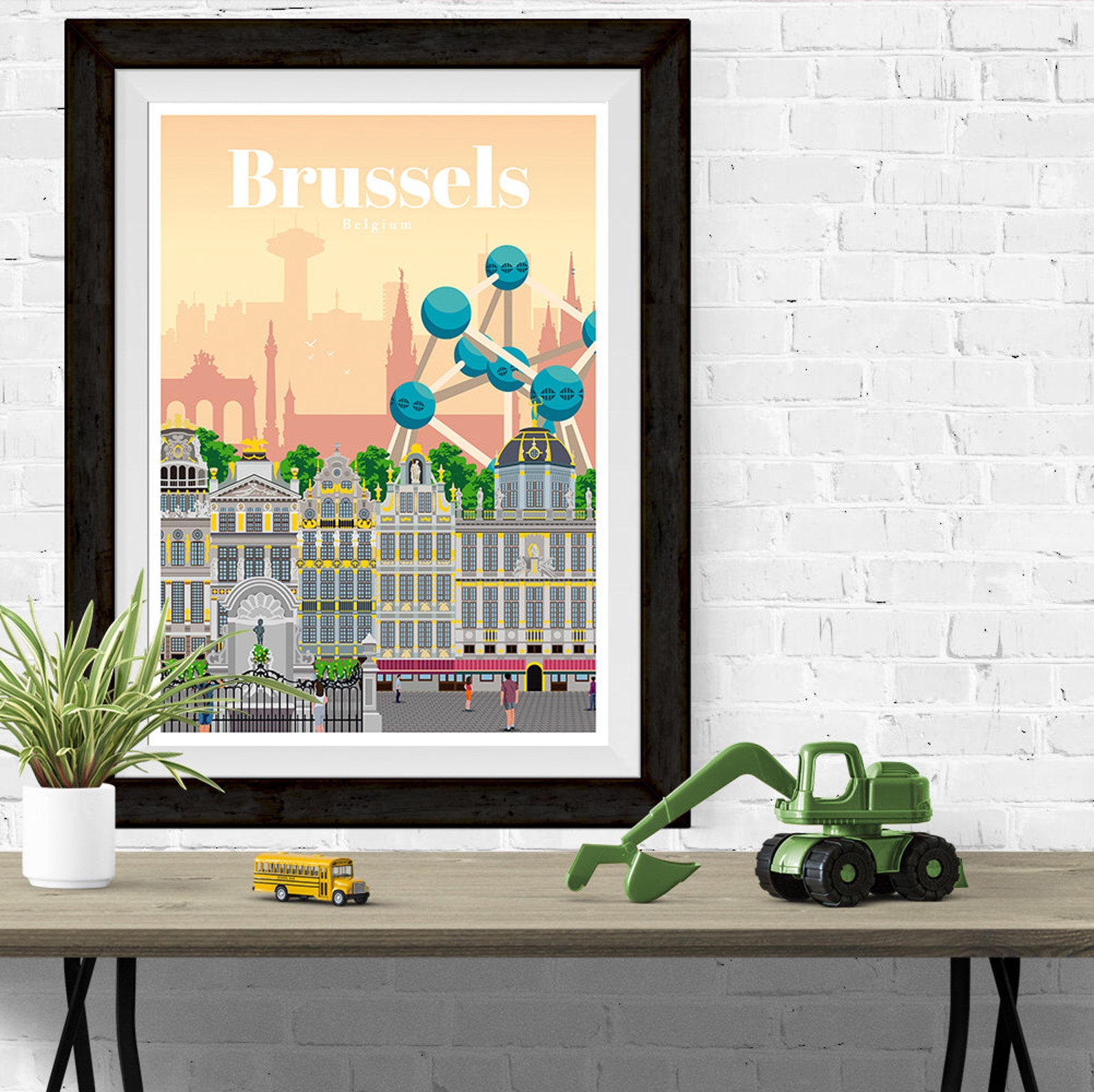 Belgium Travel Poster Brussels Art Print Etsy