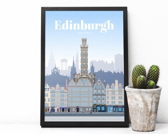 Edinburgh city print - Scotland travel poster - UK print