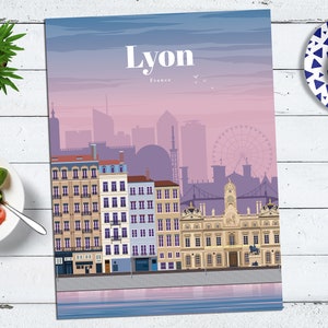 Lyon Travel Poster, Print, Vintage, Souvenir, Gift, France, Romantic, Poster, Art, Artwork, Digital Art, Decor