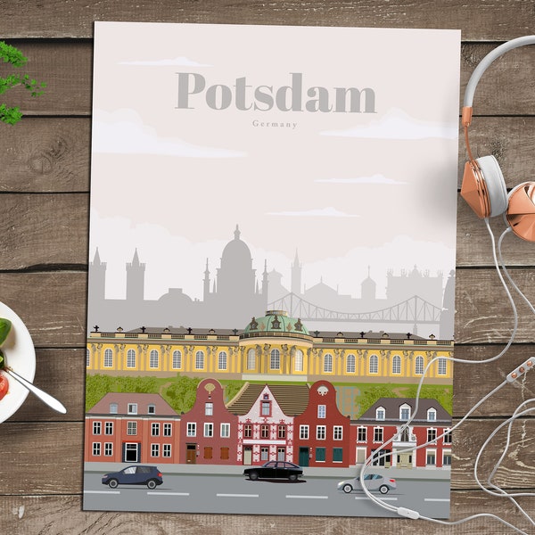 Potsdam Print, Potsdam Wandkunst, Potsdam Poster, Deutschland Wandkunst Druck, Deutschland ReisePoster, Deutsche Architektur Vintage Druck