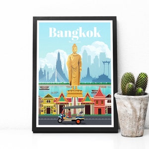 Thailand travel poster - Bangkok print