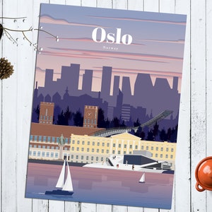 Oslo Poster, Oslo Poster, Oslo Poster, Norwegen Poster, Norwegen Reise Poster, Architektur Vintage Druck