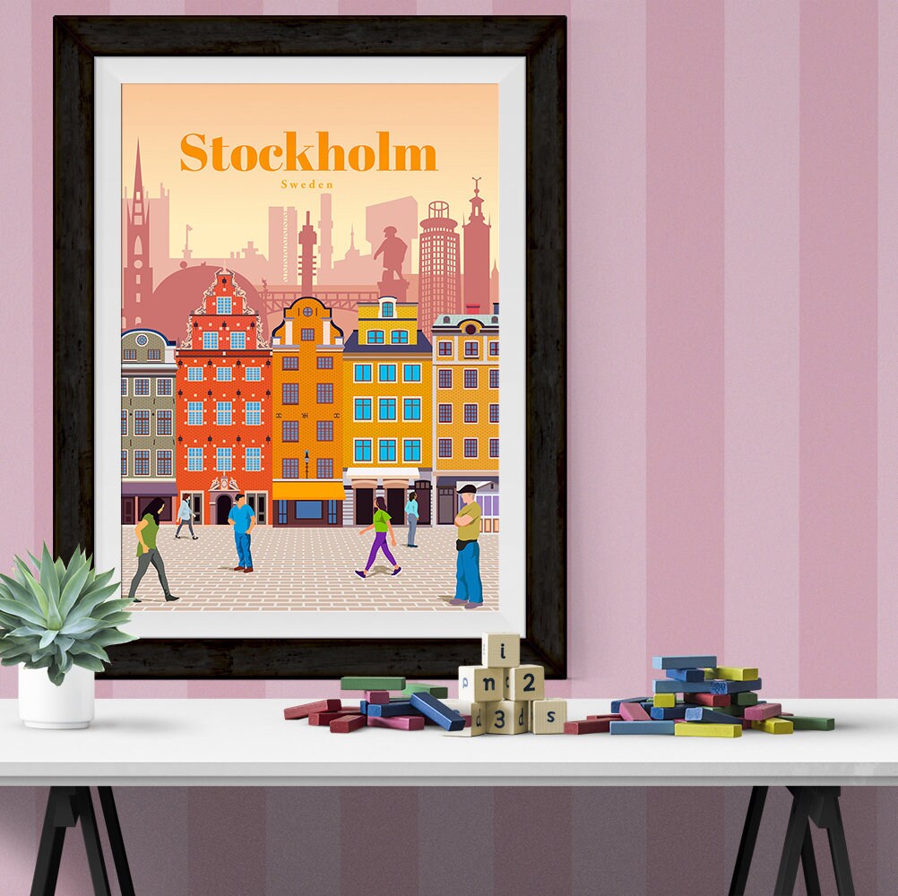 Sweden Travel Poster Stockholm Print Etsy