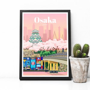 Impressão de Osaka - pôster de viagens ao Japão