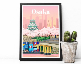 Osaka print - Japan travel poster