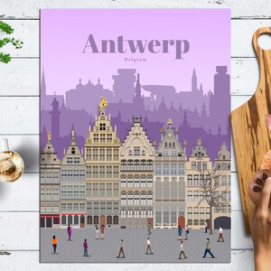 Impressão de Antuérpia, arte de parede de Antuérpia, pôster de Antuérpia, impressão de arte de parede da Bélgica, pôster de viagem da Bélgica, impressão vintage de arquitetura