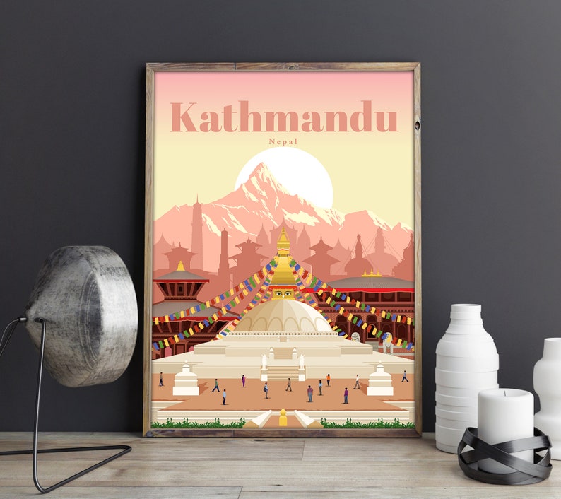 Kathmandu Print Kathmandu Wall Art Kathmandu Poster Nepal Etsy