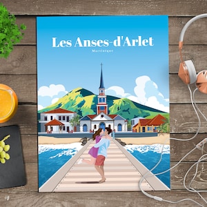 Les Anses D&#39;Arlet Print, Les Anses D&#39;Arlet Wall Art, Martinique City Skyline Poster, Travel Posters, Martinique Decorative Poster