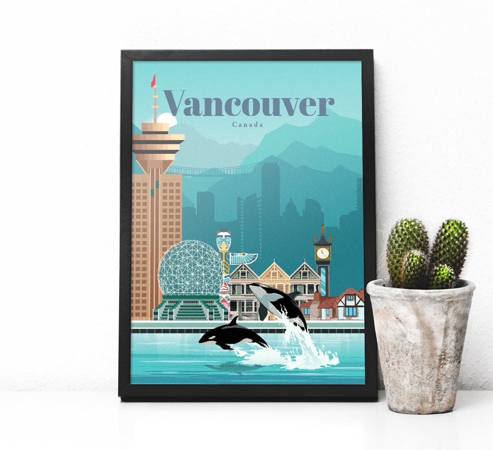 Vancouver Travel Poster Vintage Print Souvenir Gift Etsy
