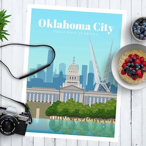 USA Artwork Prints Souvenir Gift from Oklahoma Vintage Poster Digital Art Posters for Modern Home Decor Oklahoma City Travel Print