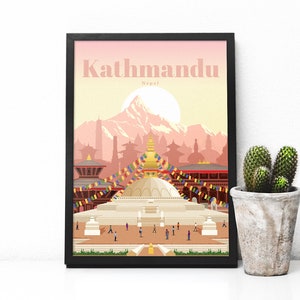 Nepal travel poster - Kathmandu print