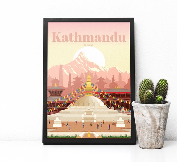 Nepal travel poster - Kathmandu print