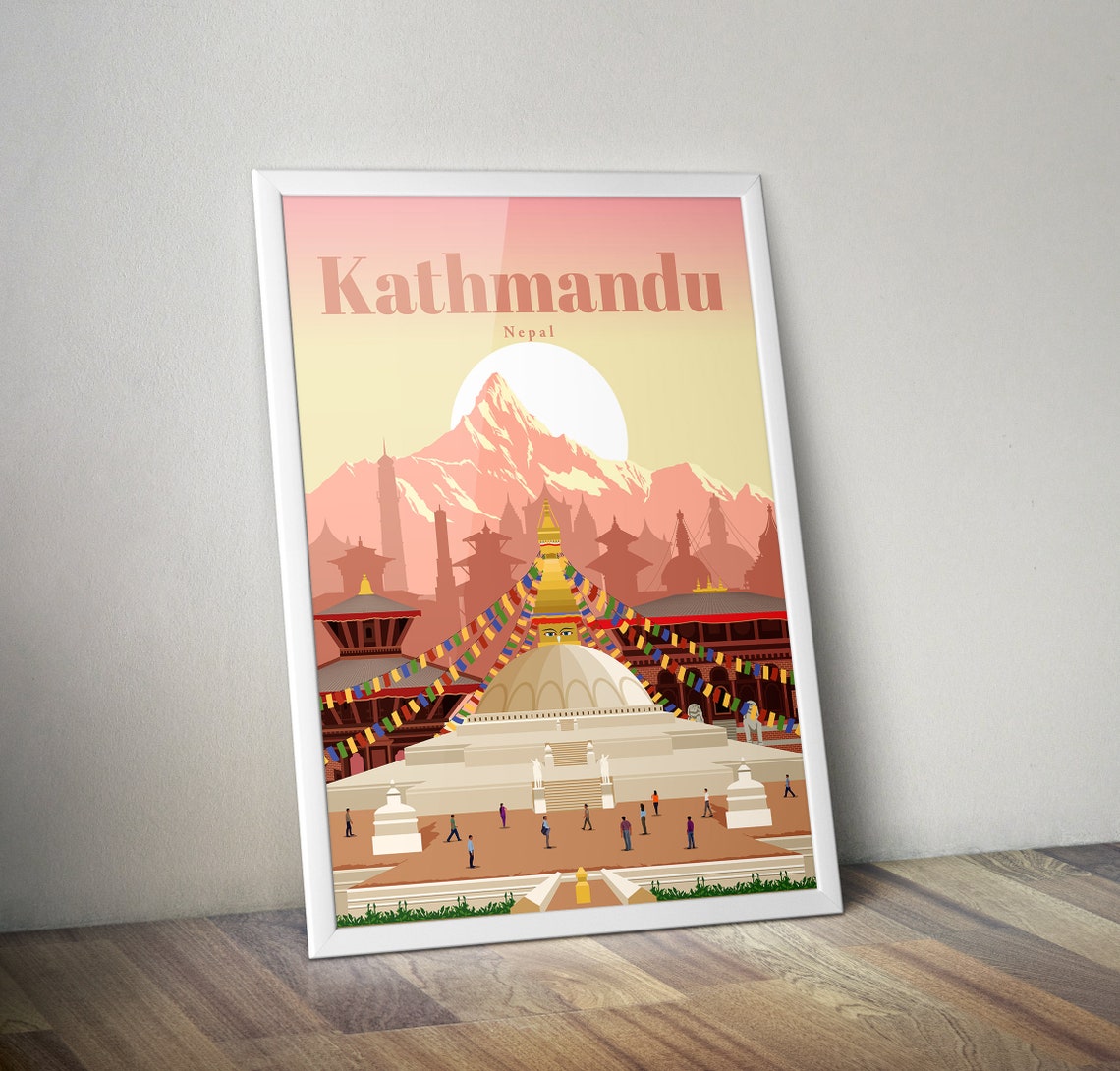 Kathmandu Print Kathmandu Wall Art Kathmandu Poster Nepal Etsy